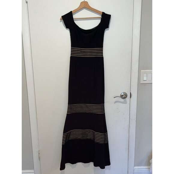 Xscape Bla Striped Cap Sleeve Women's Evening Dress Gown Size 2 - Picture 4 of 9